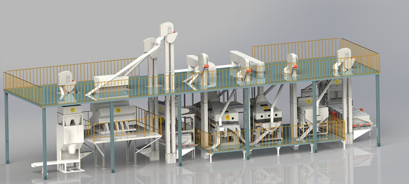Grain Processing/Cleaning Plant with Platform